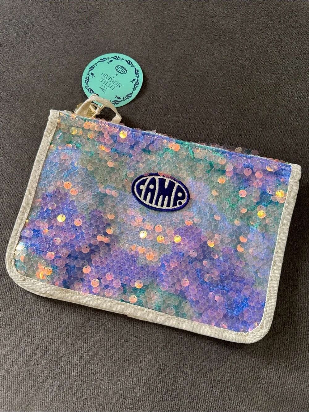 Disney The Little Mermaid x CAMP Sequined Kids Zipper Clutch Pouch Bag RARE NWT